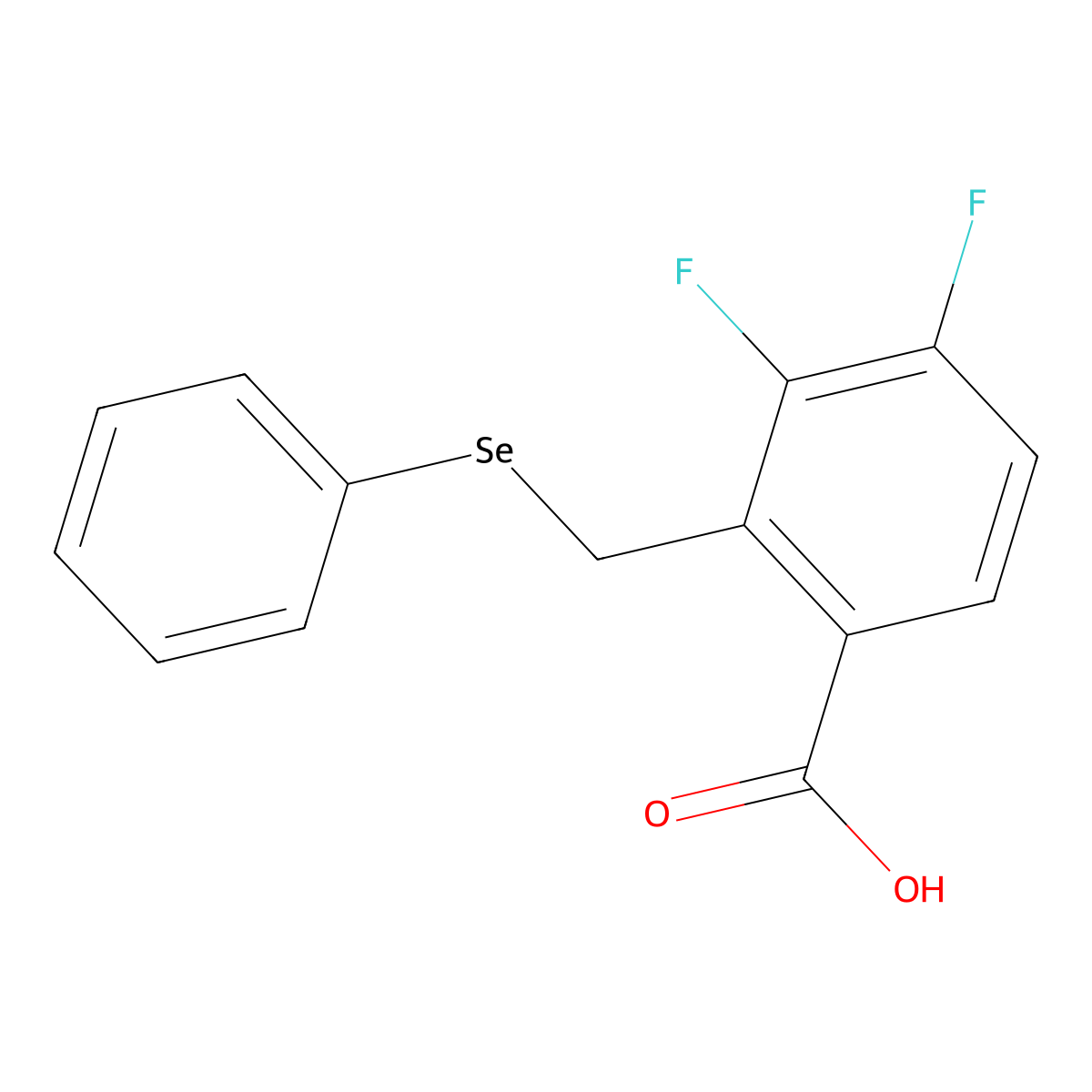3,4-Difluoro-2-[(phenylseleno)methyl]benzoic acid molecular structure, CAS 2799640-68-7