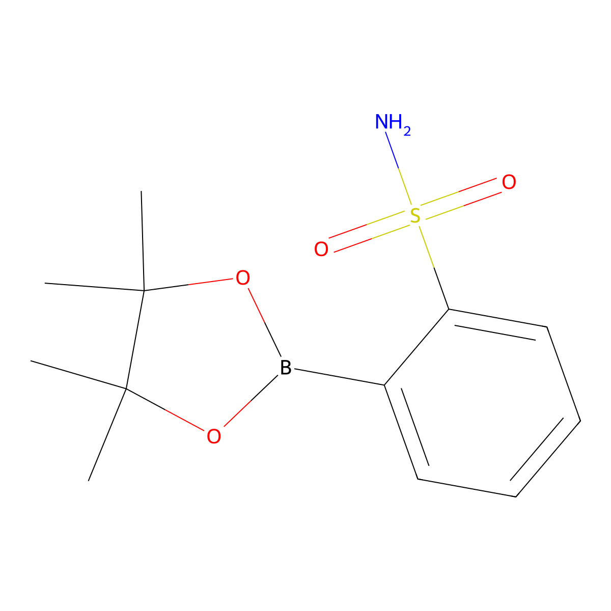 2-(4,4,5,5-Tetramethyl-1,3,2-dioxaborolan-2-yl)benzenesulfonamide molecular structure, CAS 2799657-59-1