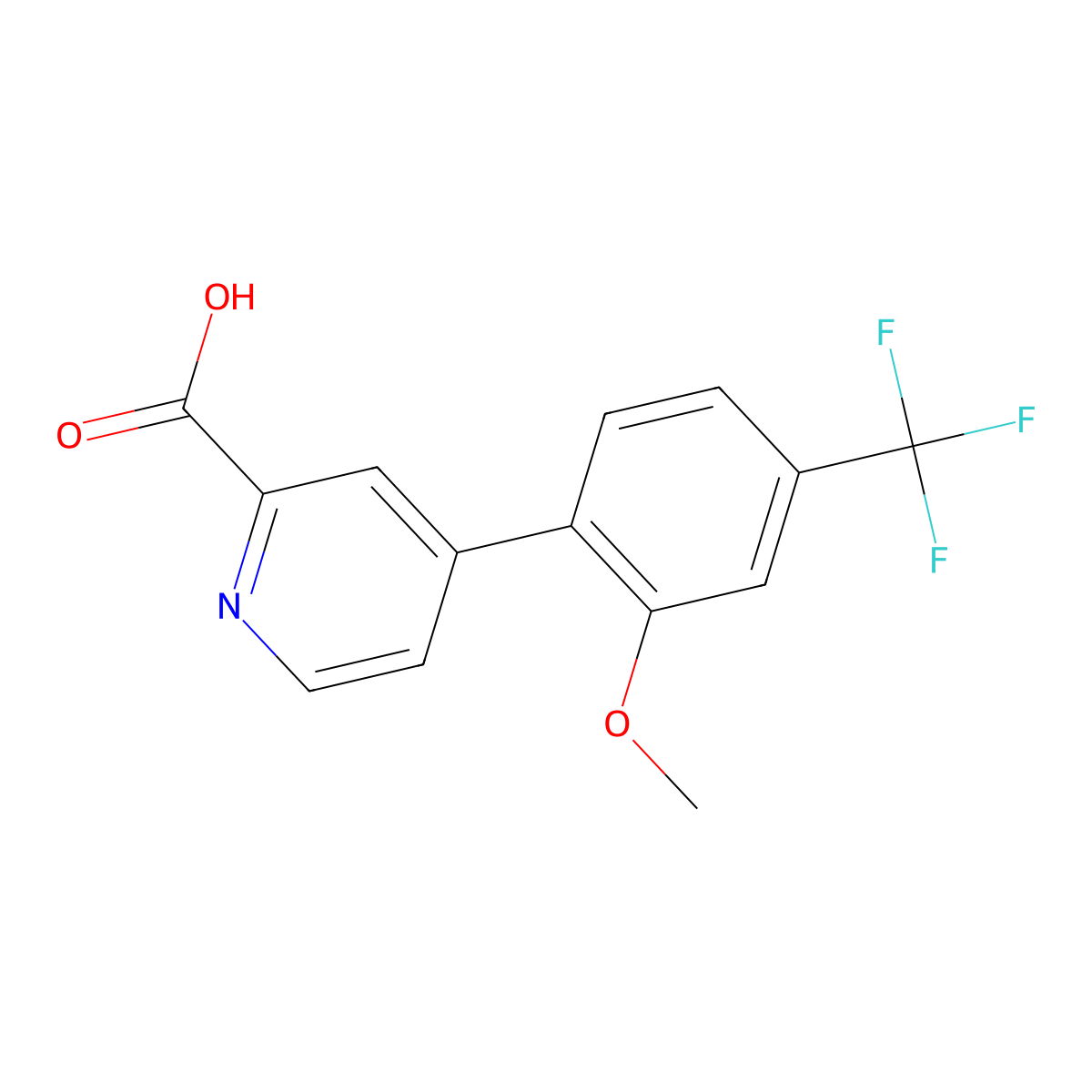 4-[2-Methoxy-4-(trifluoromethyl)phenyl]-2-pyridinecarboxylic acid molecular structure, CAS 2799816-89-8