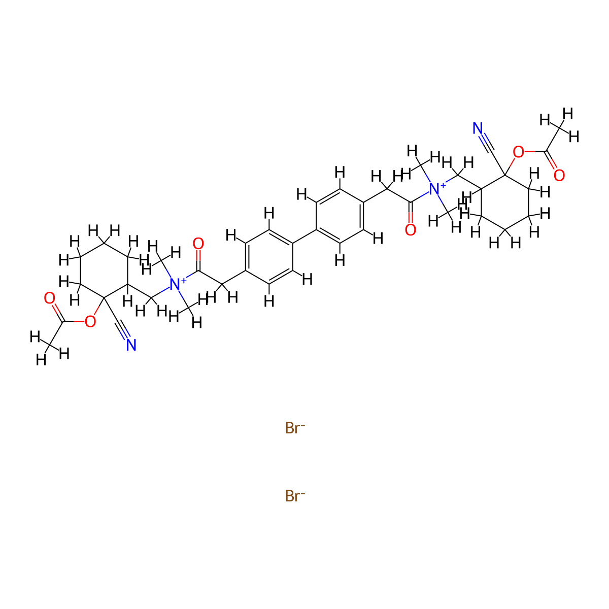 Ammonium, (4,4'-biphenylylenebis(2-oxoethylene))bis(((2-cyano-2-hydroxycyclohexyl)methyl)dimethyl-, dibromide, diacetate (ester) molecular structure, CAS 28003-33-0