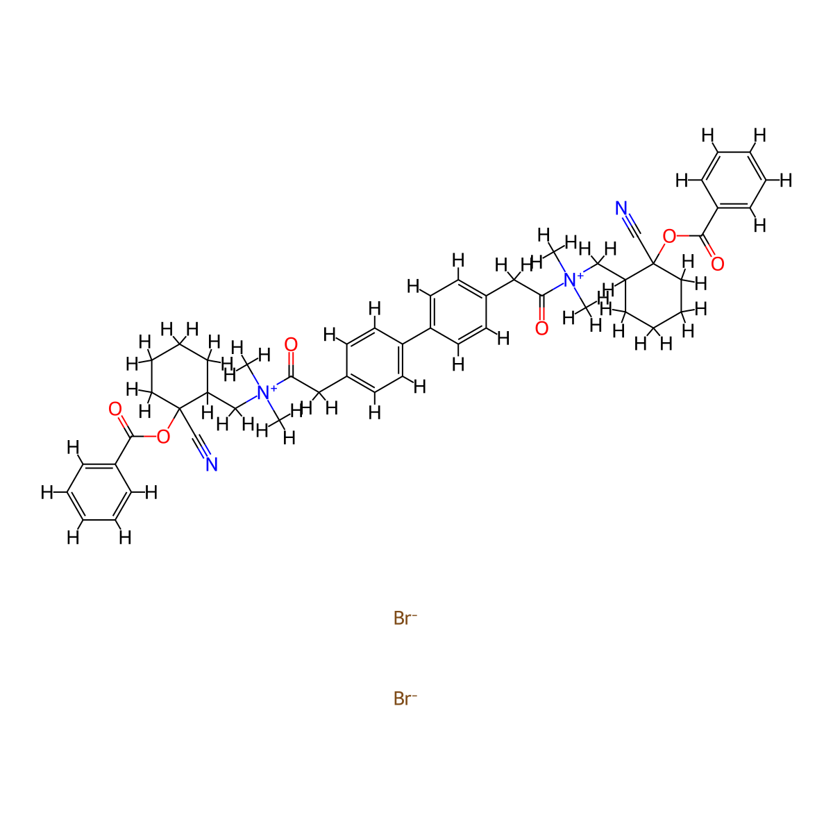 Ammonium, (4,4'-biphenylylenebis(2-oxoethylene))bis(((2-cyano-2-hydroxycyclohexyl)methyl)dimethyl-, dibromide, dibenzoate (ester) molecular structure, CAS 28003-34-1