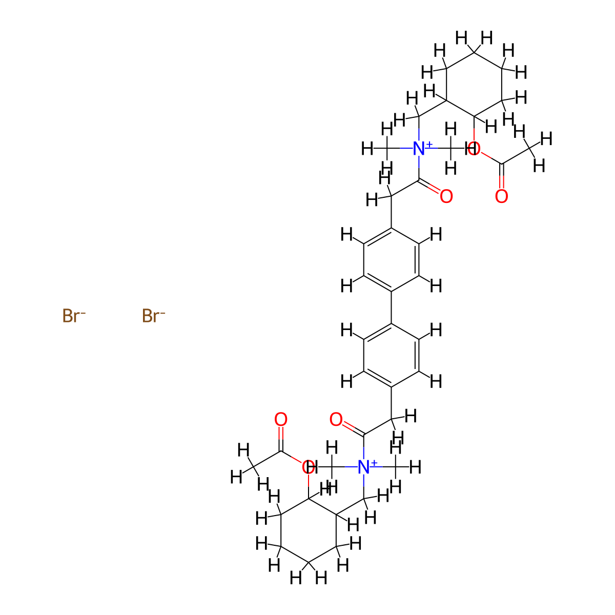Ammonium, (4,4'-biphenylylenebis(2-oxoethylene))bis(((2-hydroxycyclohexyl)methyl)dimethyl-, dibromide, diacetate molecular structure, CAS 28003-35-2