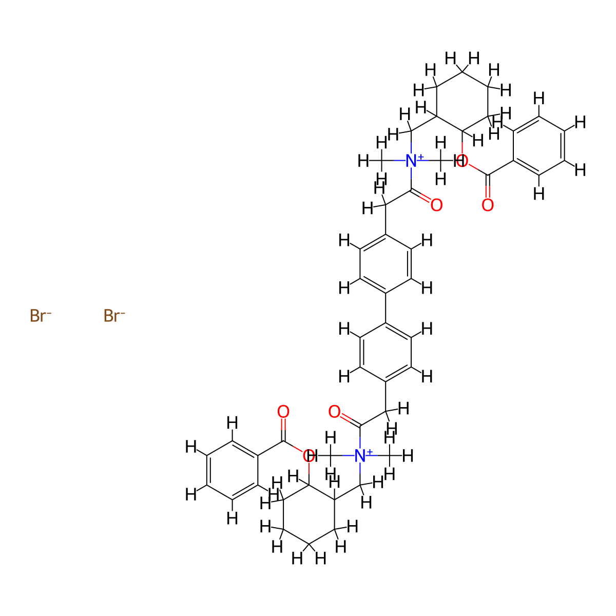 Ammonium, (4,4'-biphenylylenebis(2-oxoethylene))bis(((2-hydroxycyclohexyl)methyl)dimethyl-, dibromide, dibenzoate molecular structure, CAS 28003-36-3