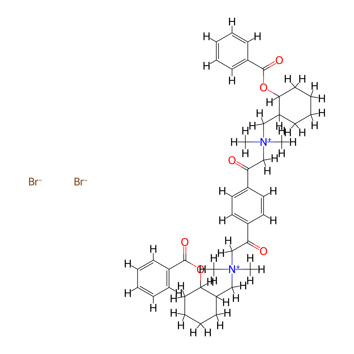 Ammonium, (terephthaloyldimethylene)bis(((2-hydroxycyclohexyl)methyl)dimethyl-, dibromide, dibenzoate molecular structure, CAS 28003-39-6