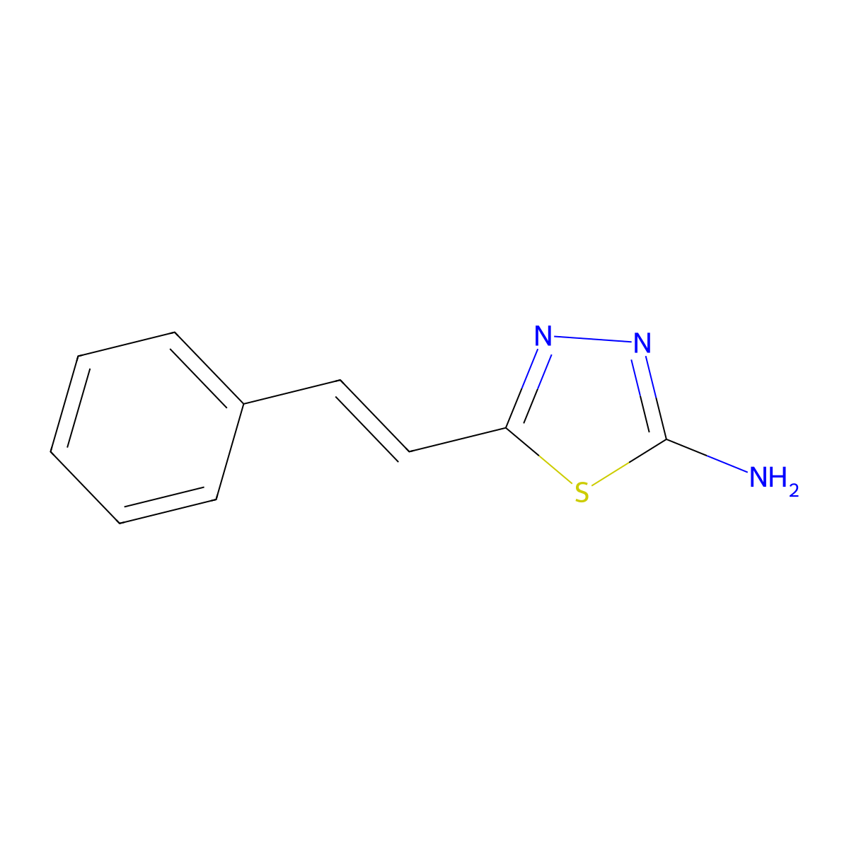 1,3,4-Thiadiazol-2-amine, 5-(2-phenylethenyl)- molecular structure, CAS 28004-54-8