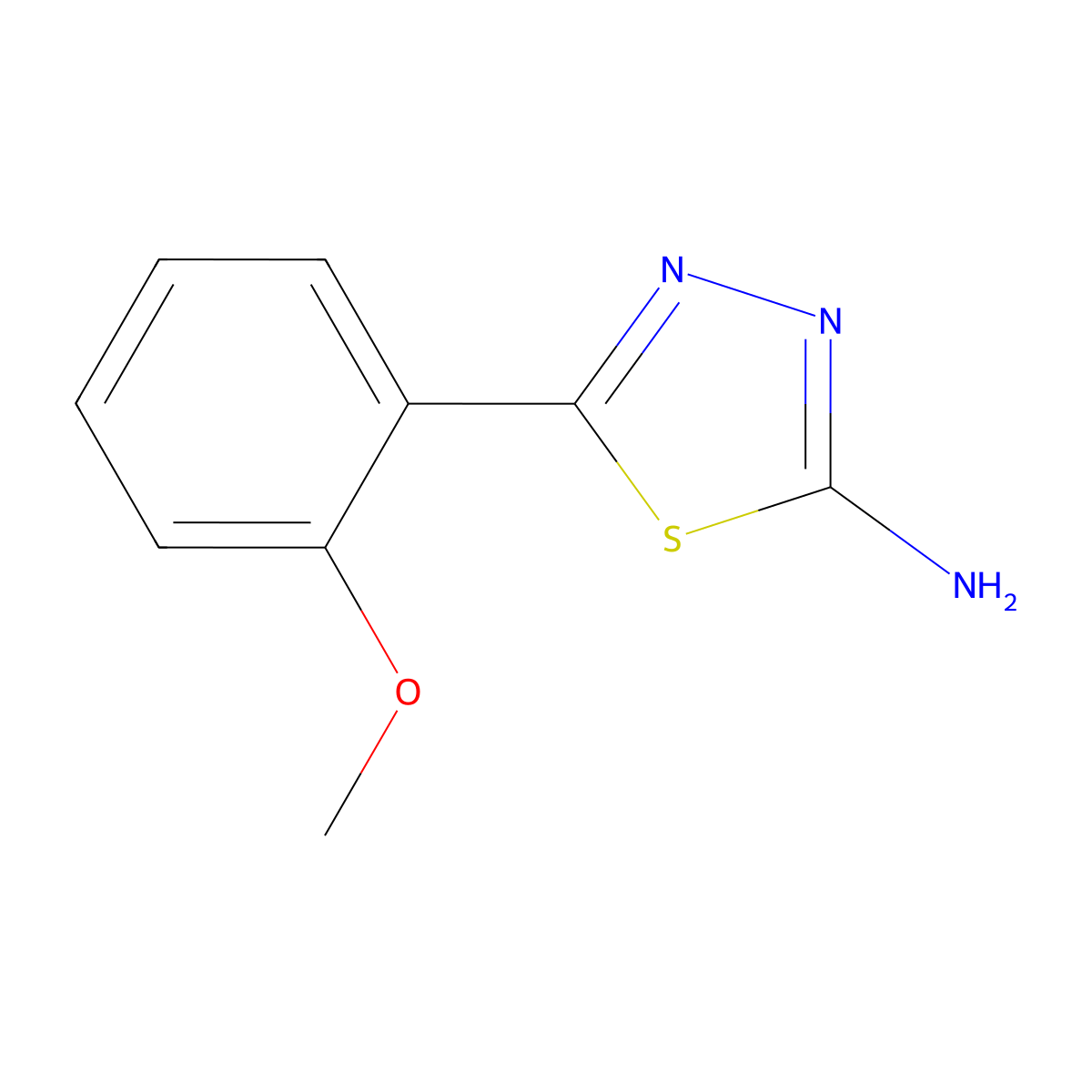 5-(2-Methoxyphenyl)-1,3,4-thiadiazol-2-amine molecular structure, CAS 28004-56-0
