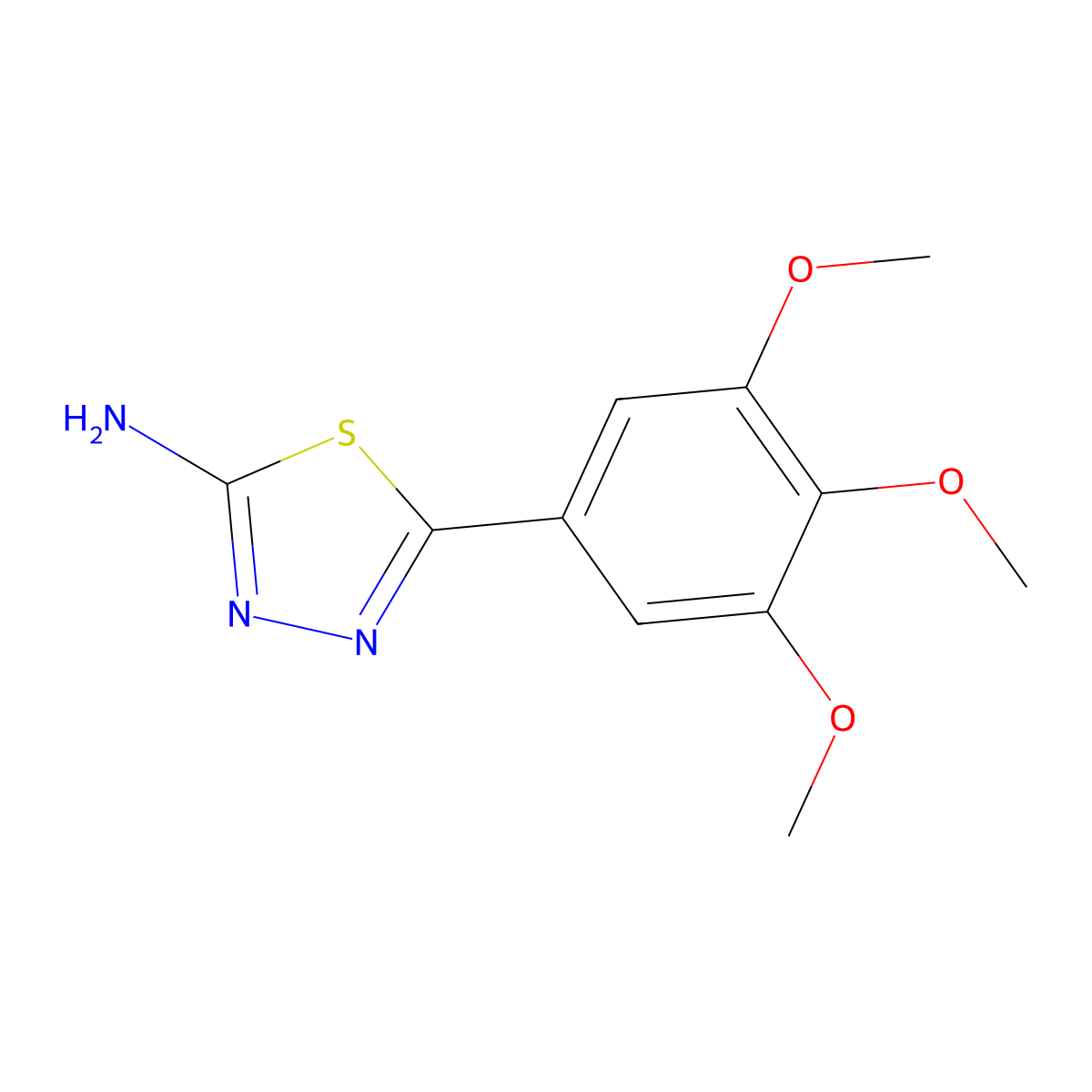 1,3,4-Thiadiazol-2-amine, 5-(3,4,5-trimethoxyphenyl)- molecular structure, CAS 28004-59-3