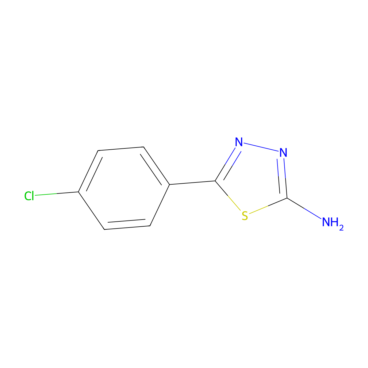 5-(4-Chlorophenyl)-1,3,4-thiadiazol-2-amine molecular structure, CAS 28004-62-8