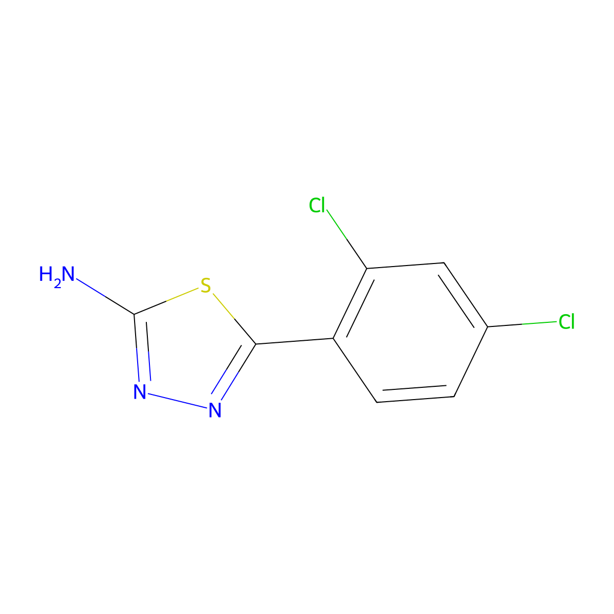 5-(2,4-Dichlorophenyl)-1,3,4-thiadiazol-2-amine molecular structure, CAS 28004-63-9