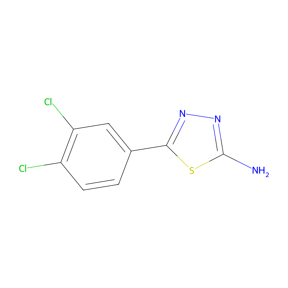 5-(3,4-Dichlorophenyl)-1,3,4-thiadiazol-2-amine molecular structure, CAS 28004-64-0