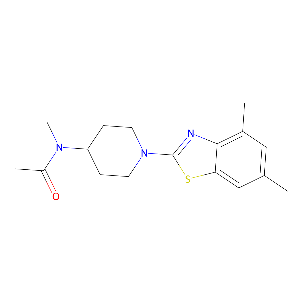 N-[1-(4,6-dimethyl-1,3-benzothiazol-2-yl)piperidin-4-yl]-N-methylacetamide molecular structure, CAS 2800432-80-6