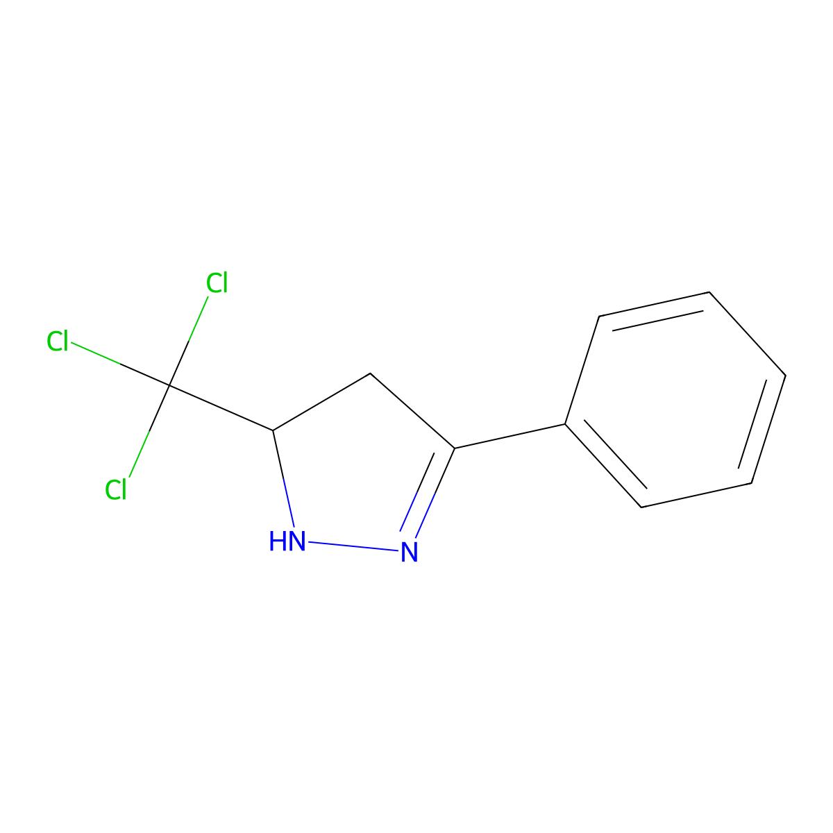 3-phenyl-5-(trichloromethyl)-4,5-dihydro-1H-pyrazole molecular structure, CAS 28006-41-9
