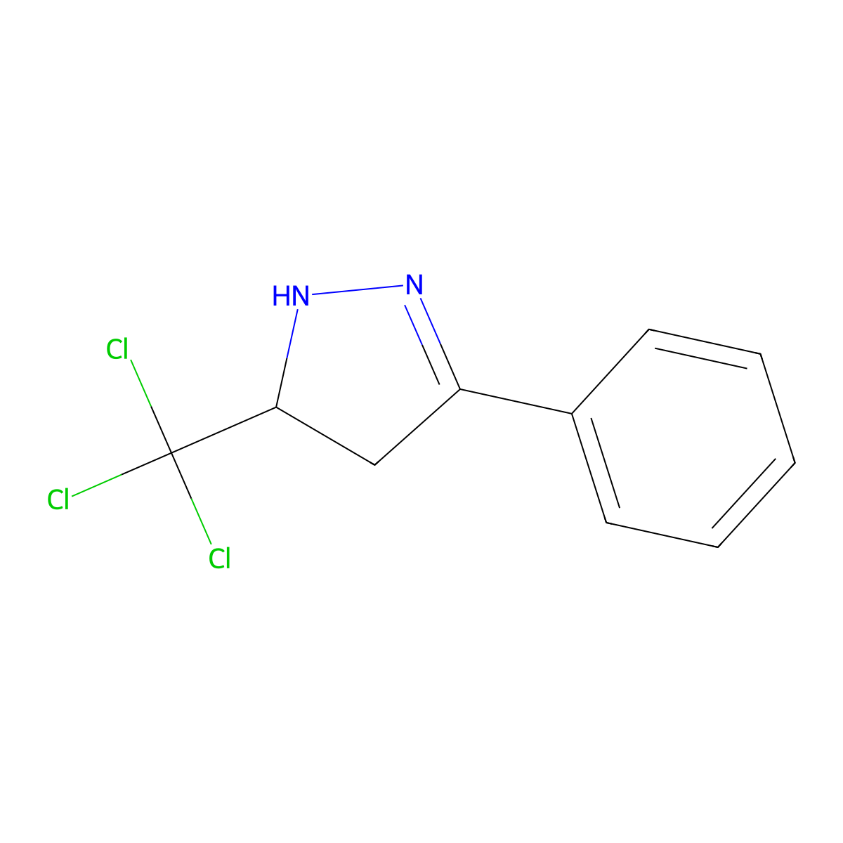3-phenyl-5-(trichloromethyl)-4,5-dihydro-1H-pyrazole molecular structure, CAS 28006-41-9