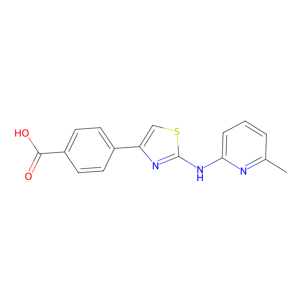 4-[2-[(6-Methyl-2-pyridinyl)amino]-4-thiazolyl]benzoic acid molecular structure, CAS 2800897-07-6
