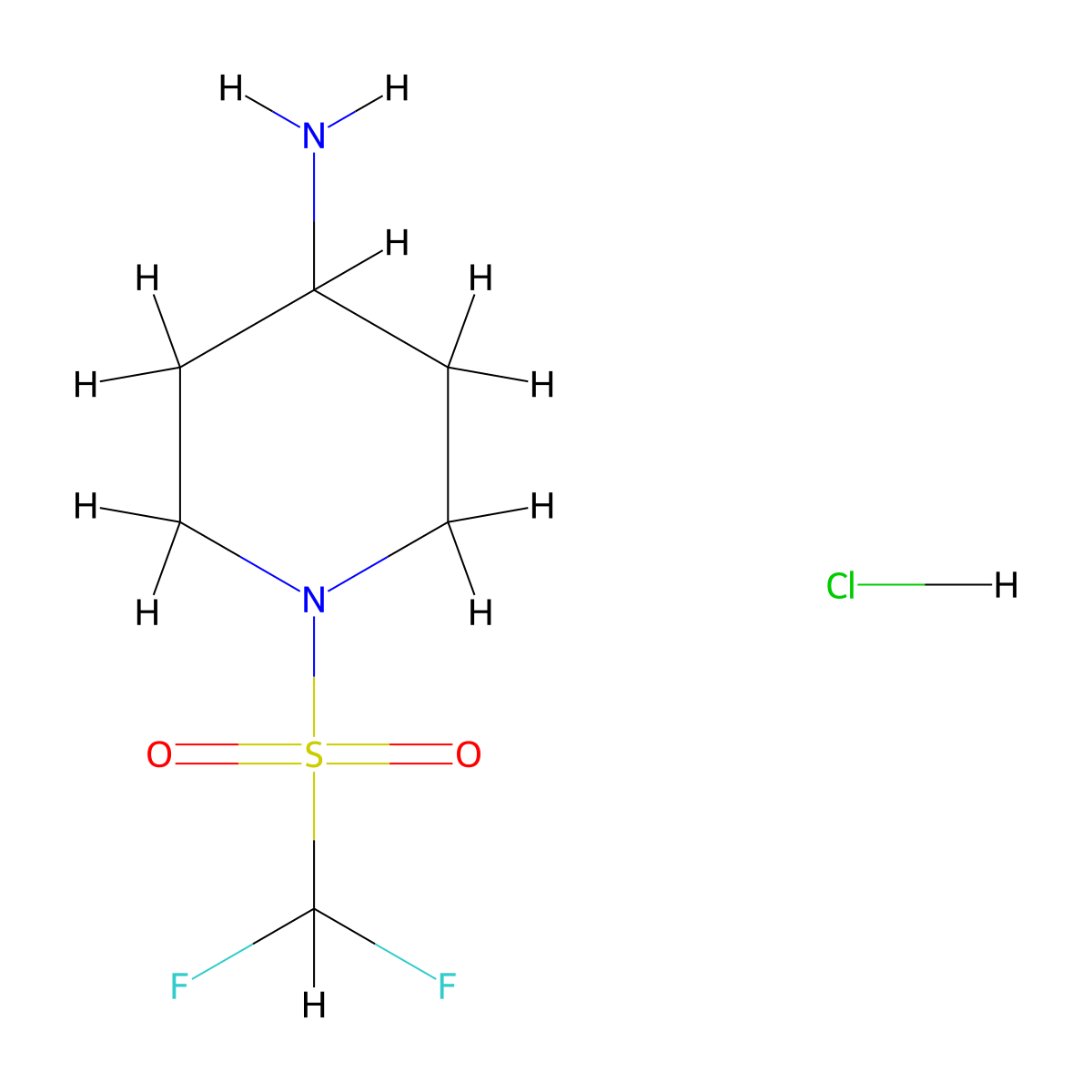1-((Difluoromethyl)sulfonyl)piperidin-4-amine hydrochloride molecular structure, CAS 2800920-27-6