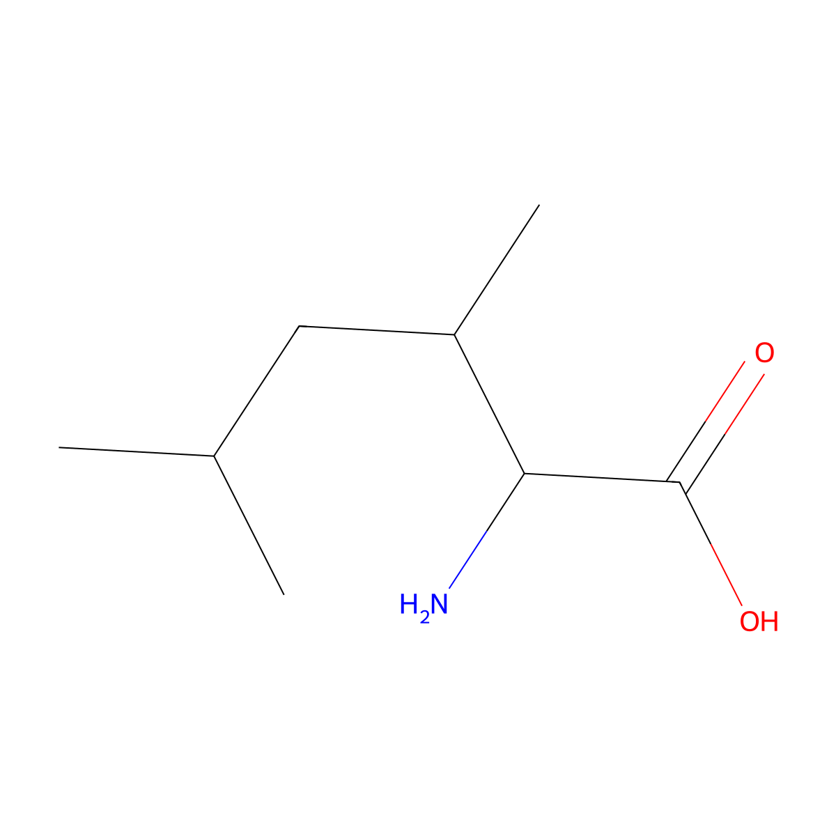 2-Amino-3,5-dimethylhexanoic acid molecular structure, CAS 2801-54-9