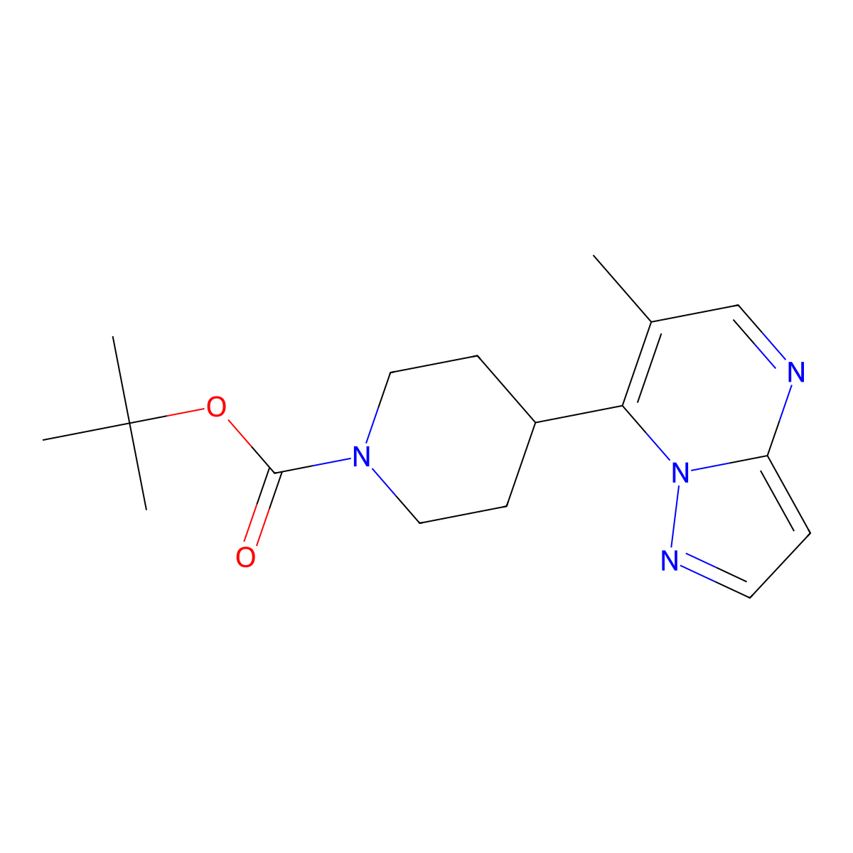 Tert-butyl 4-(6-methylpyrazolo[1,5-a]pyrimidin-7-yl)piperidine-1-carboxylate molecular structure, CAS 2801040-01-5