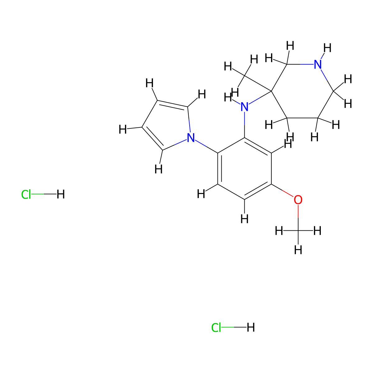 N-(5-methoxy-2-(1H-pyrrol-1-yl)phenyl)-3-methylpiperidin-3-amine dihydrochloride molecular structure, CAS 2801040-06-0