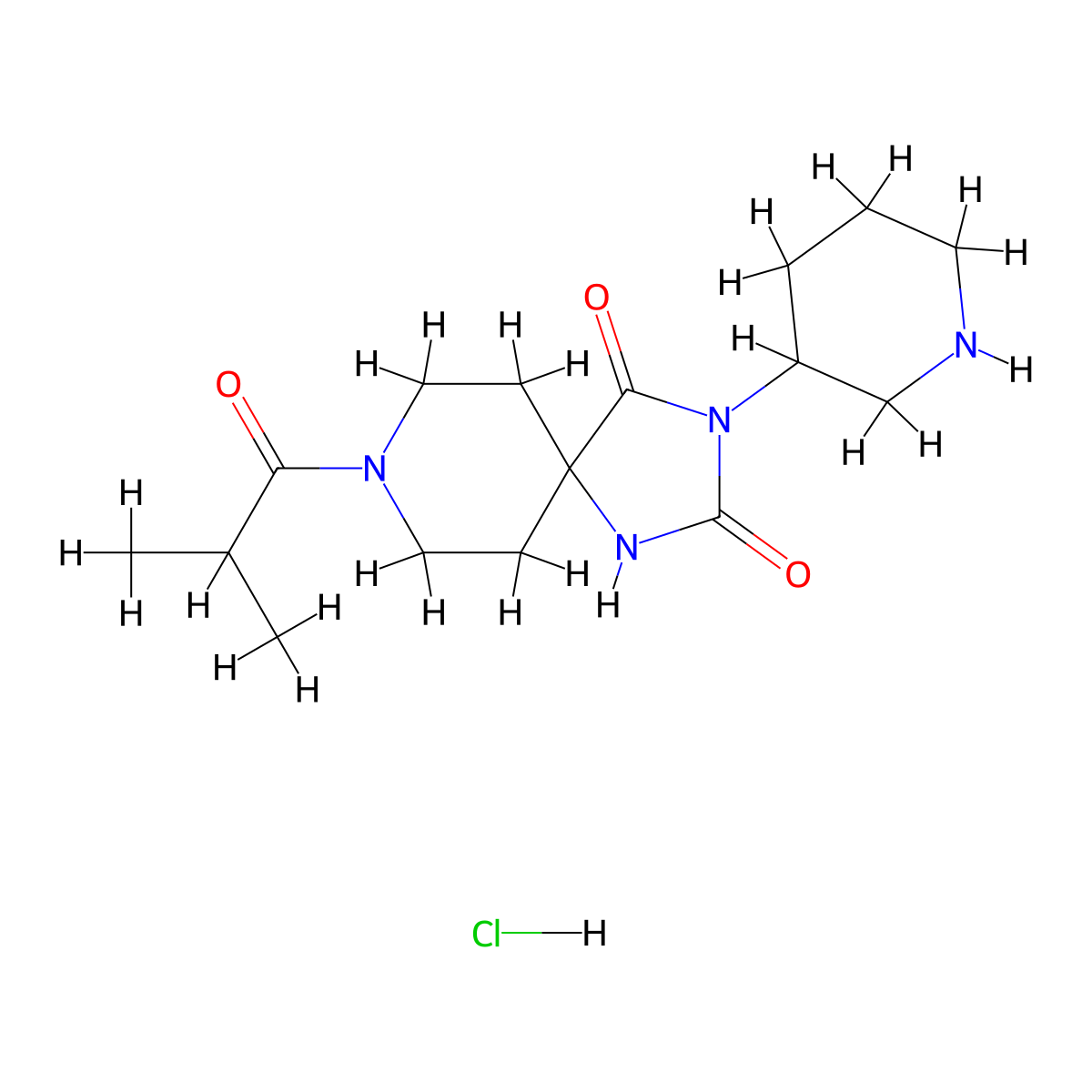 8-Isobutyryl-3-(piperidin-3-yl)-1,3,8-triazaspiro[4.5]decane-2,4-dione hydrochloride molecular structure, CAS 2801040-14-0