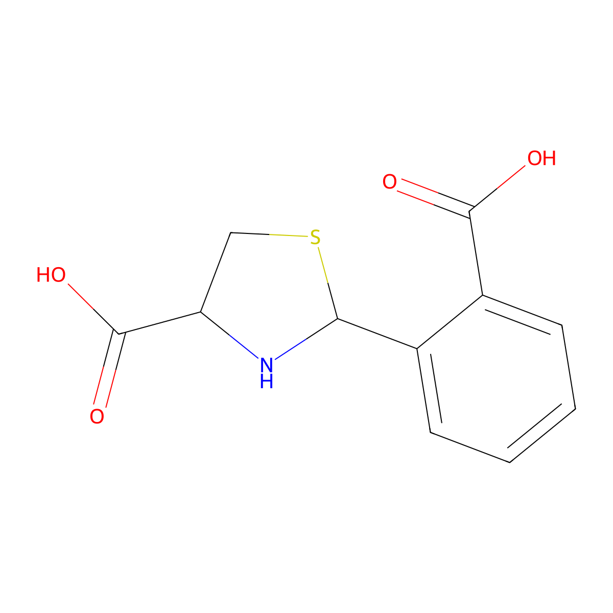 (4R)-2-(2-carboxyphenyl)-1,3-thiazolidine-4-carboxylic acid molecular structure, CAS 280108-16-9