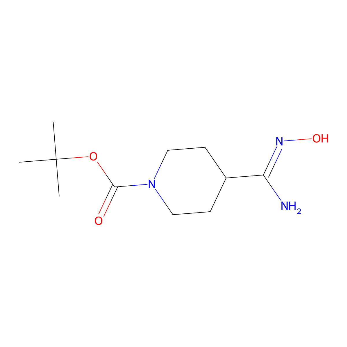 1-tert-Butyloxycarbonyl-4-(N-Hydroxycarbamimidoyl)piperidine molecular structure, CAS 280110-63-6