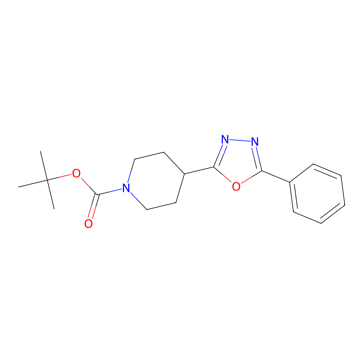 Tert-butyl 4-(5-phenyl-1,3,4-oxadiazol-2-yl)piperidine-1-carboxylate molecular structure, CAS 280110-70-5