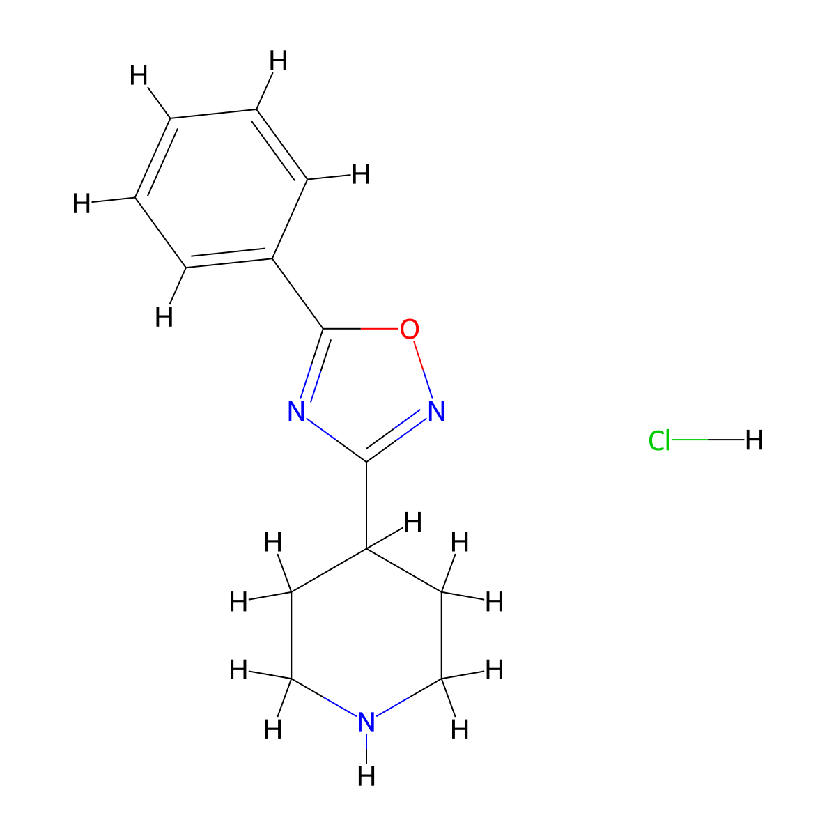 4-(5-Phenyl-1,2,4-oxadiazol-3-yl)piperidine hydrochloride molecular structure, CAS 280110-74-9
