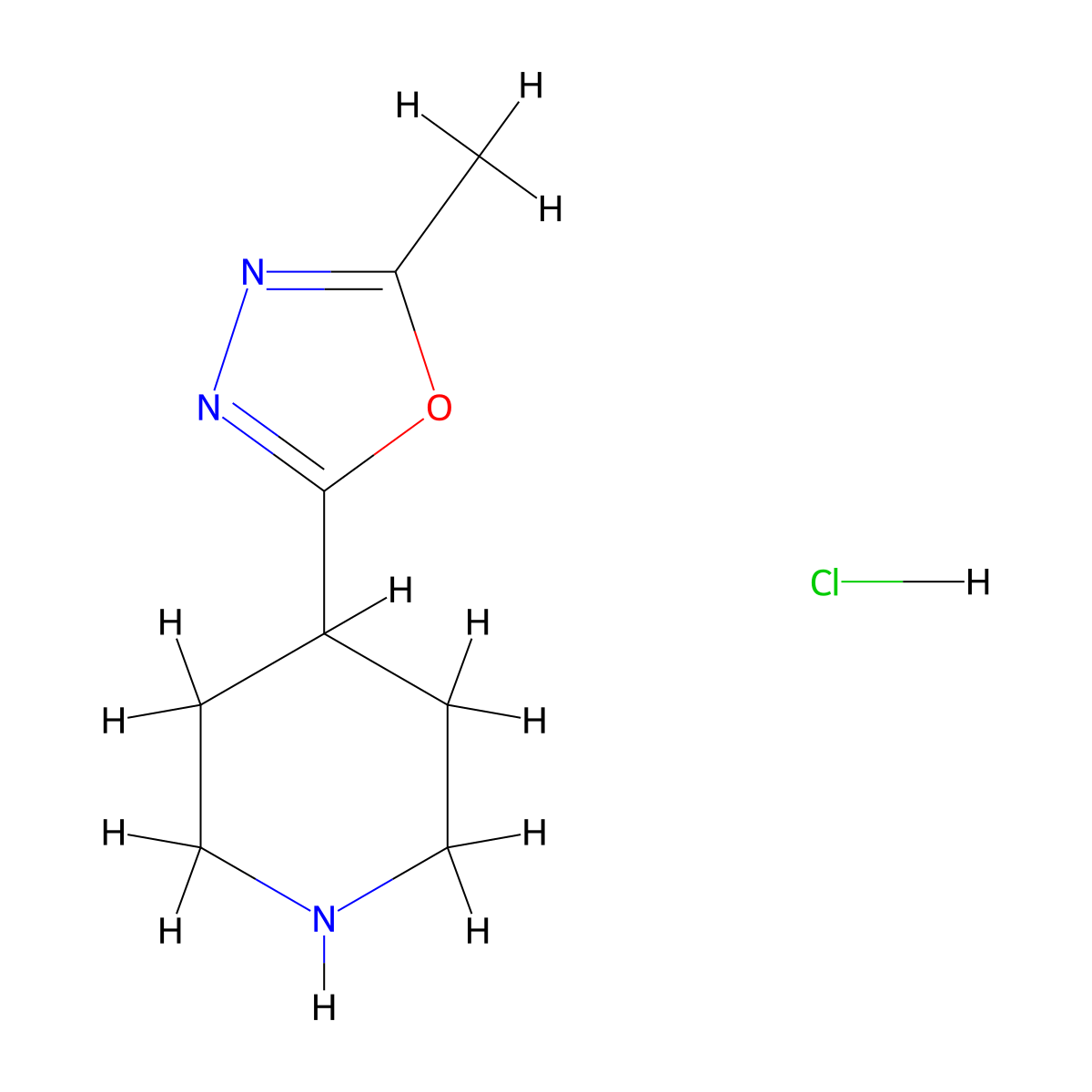 2-Methyl-5-(piperidin-4-yl)-1,3,4-oxadiazole hydrochloride molecular structure, CAS 280110-76-1