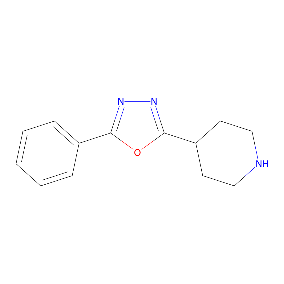 4-(5-Phenyl-1,3,4-oxadiazol-2-yl)piperidine molecular structure, CAS 280110-78-3