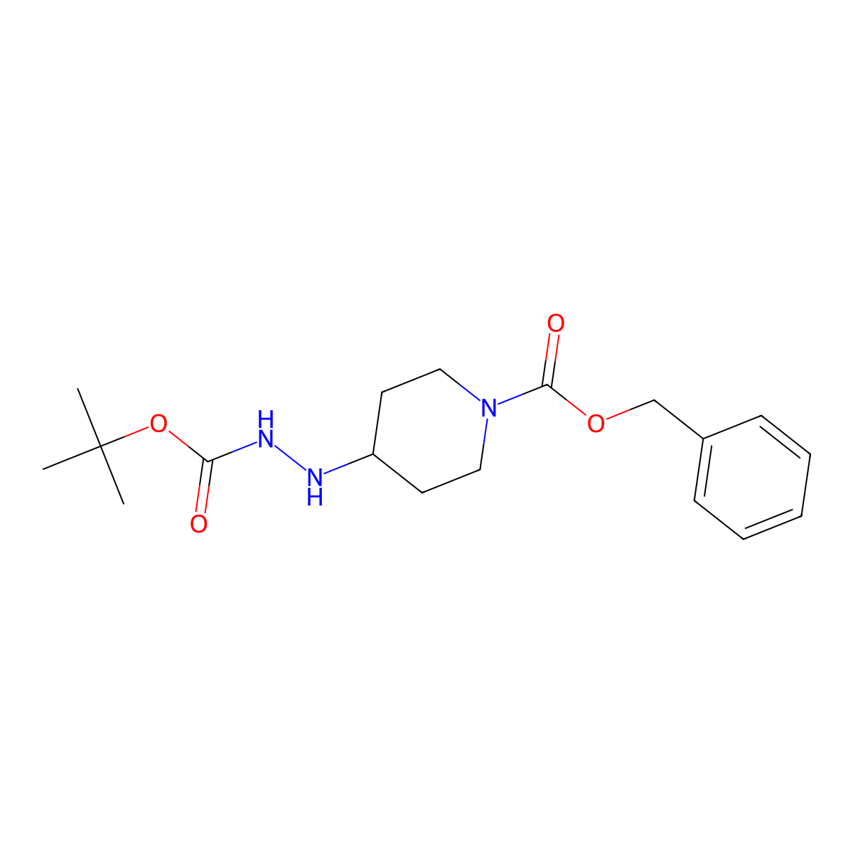 Benzyl 4-(2-(tert-butoxycarbonyl)hydrazinyl)piperidine-1-carboxylate molecular structure, CAS 280111-50-4