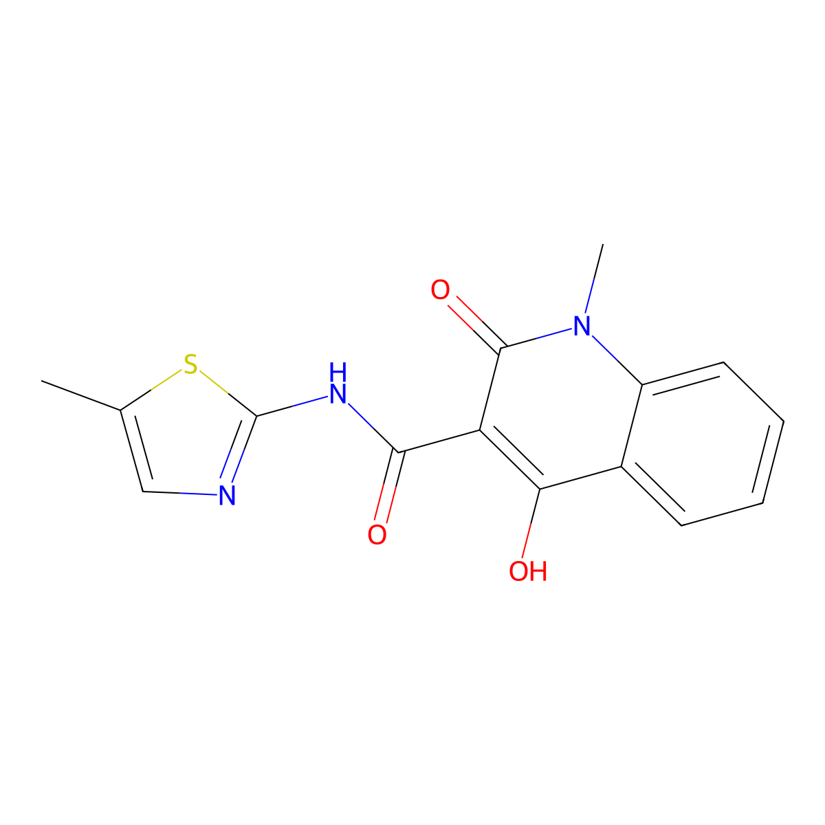 4-hydroxy-1-methyl-N-(5-methyl-1,3-thiazol-2-yl)-2-oxo-1,2-dihydro-3-quinolinecarboxamide molecular structure, CAS 280112-18-7