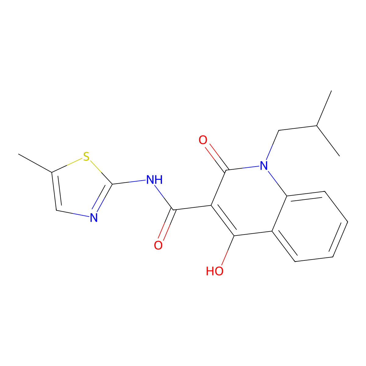 4-hydroxy-1-isobutyl-N-(5-methyl-1,3-thiazol-2-yl)-2-oxoquinoline-3-carboxamide molecular structure, CAS 280112-24-5
