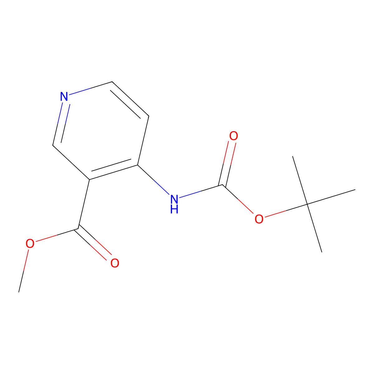Methyl 4-((tert-butoxycarbonyl)amino)nicotinate molecular structure, CAS 280115-84-6