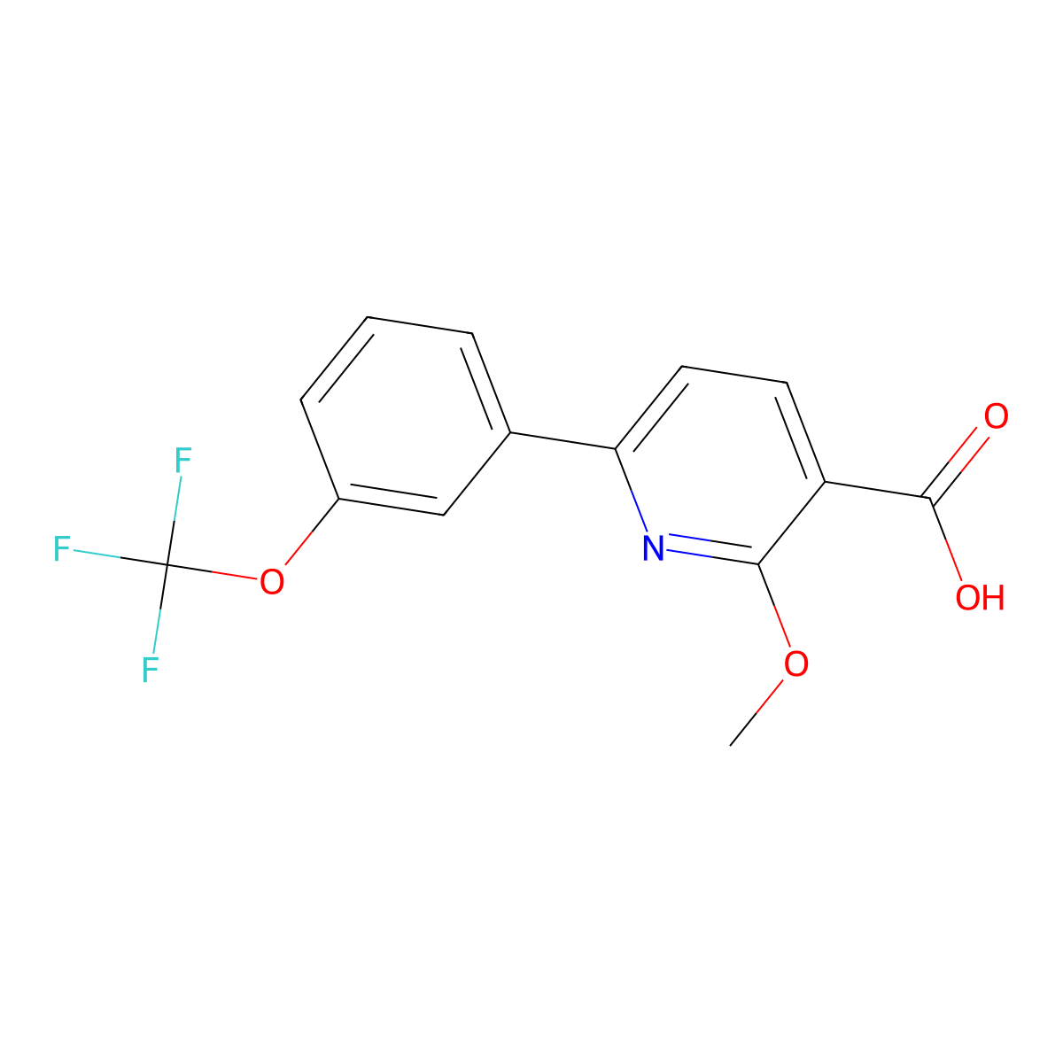 2-Methoxy-6-(3-(trifluoromethoxy)phenyl)nicotinic acid molecular structure, CAS 2801181-88-2
