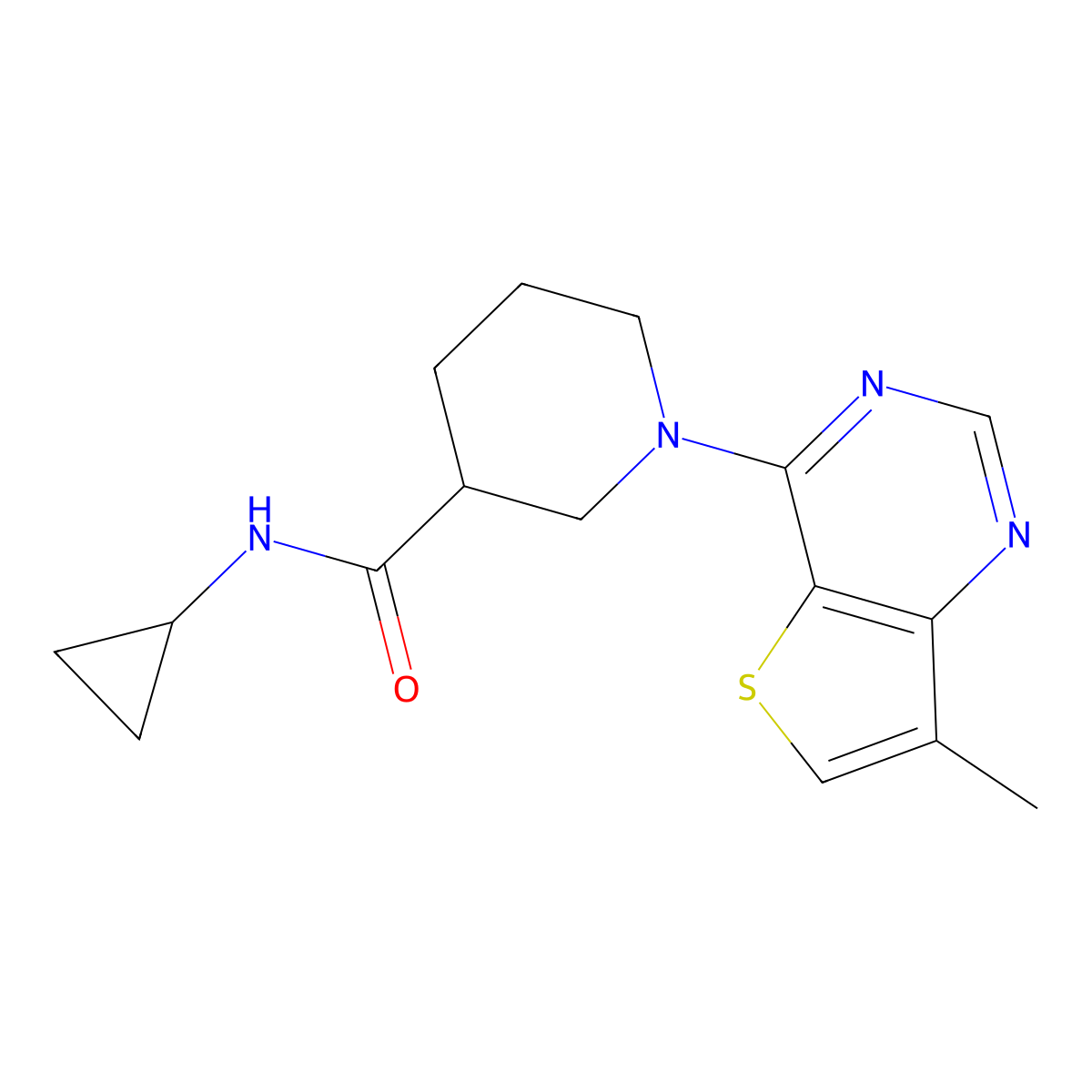 N-cyclopropyl-1-{7-methylthieno[3,2-d]pyrimidin-4-yl}piperidine-3-carboxamide molecular structure, CAS 2801195-03-7