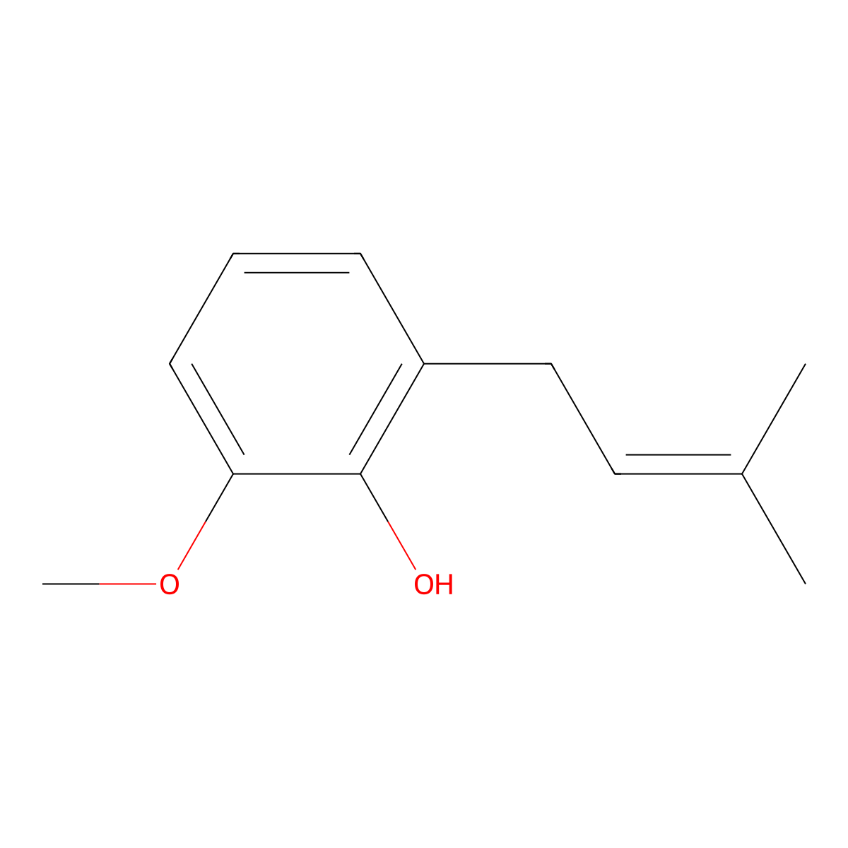 2-Methoxy-6-(3-methylbut-2-en-1-yl)phenol molecular structure, CAS 28012-18-2
