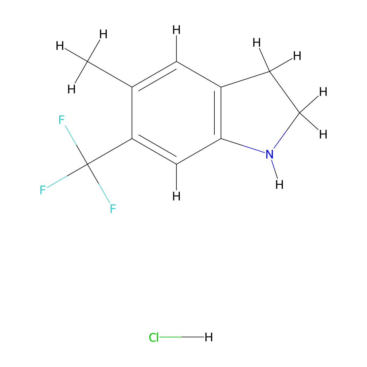 5-Methyl-6-(trifluoromethyl)indoline hydrochloride molecular structure, CAS 280121-24-6