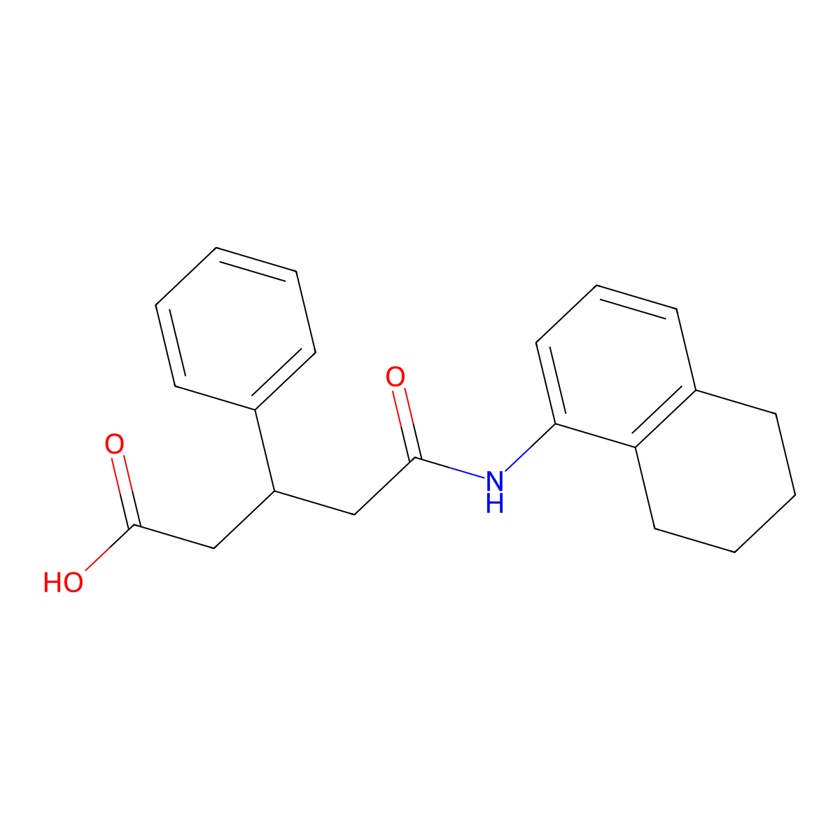 5-Oxo-3-phenyl-5-[(5,6,7,8-tetrahydronaphthalen-1-yl)amino]pentanoic acid molecular structure, CAS 280133-49-5