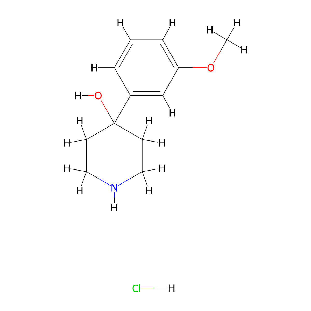 4-Piperidinol, 4-(3-methoxyphenyl)-, hydrochloride (1:1) molecular structure, CAS 280143-10-4
