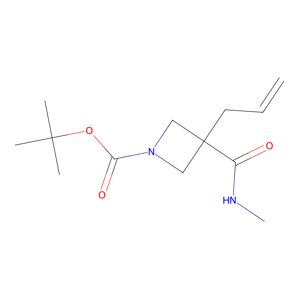 Tert-butyl 3-(methylcarbamoyl)-3-(prop-2-en-1-yl)azetidine-1-carboxylate molecular structure, CAS 2801487-13-6