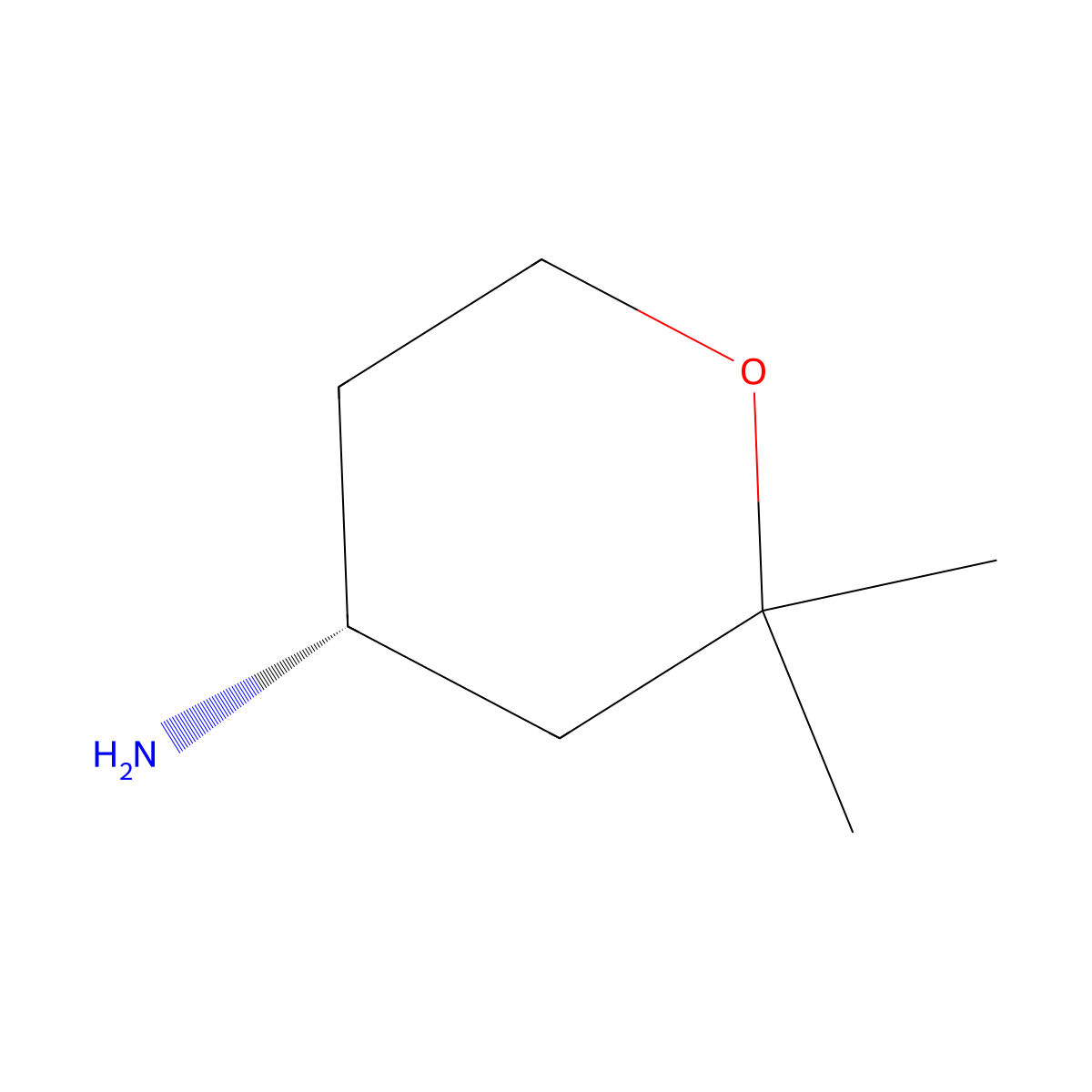 (4R)-2,2-dimethyloxan-4-amine molecular structure, CAS 2801487-42-1