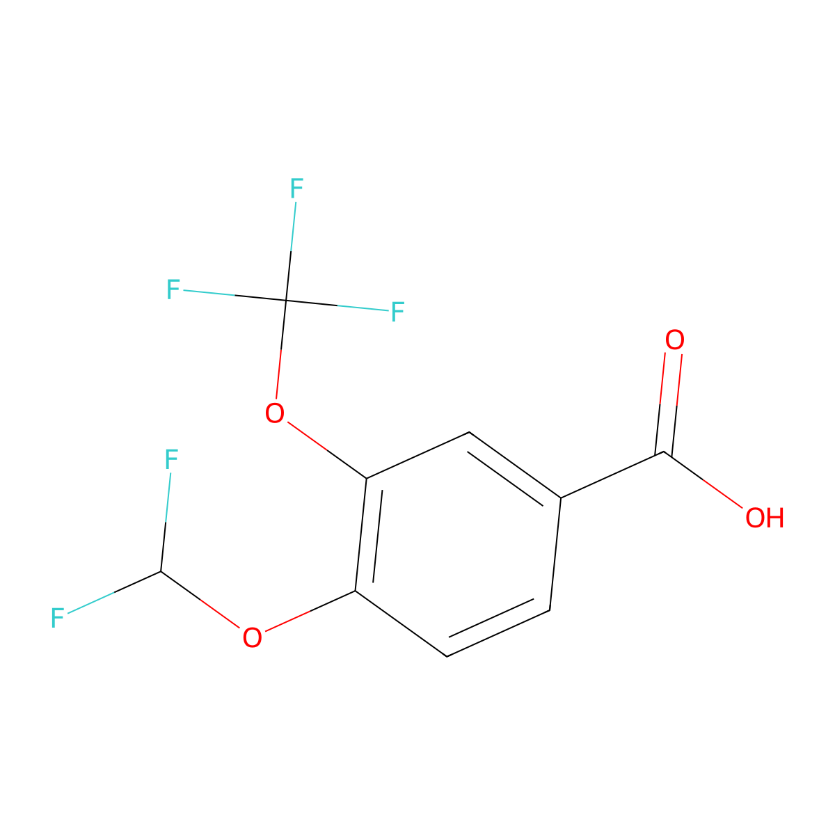 4-(Difluoromethoxy)-3-(trifluoromethoxy)benzoic acid molecular structure, CAS 2801546-43-8