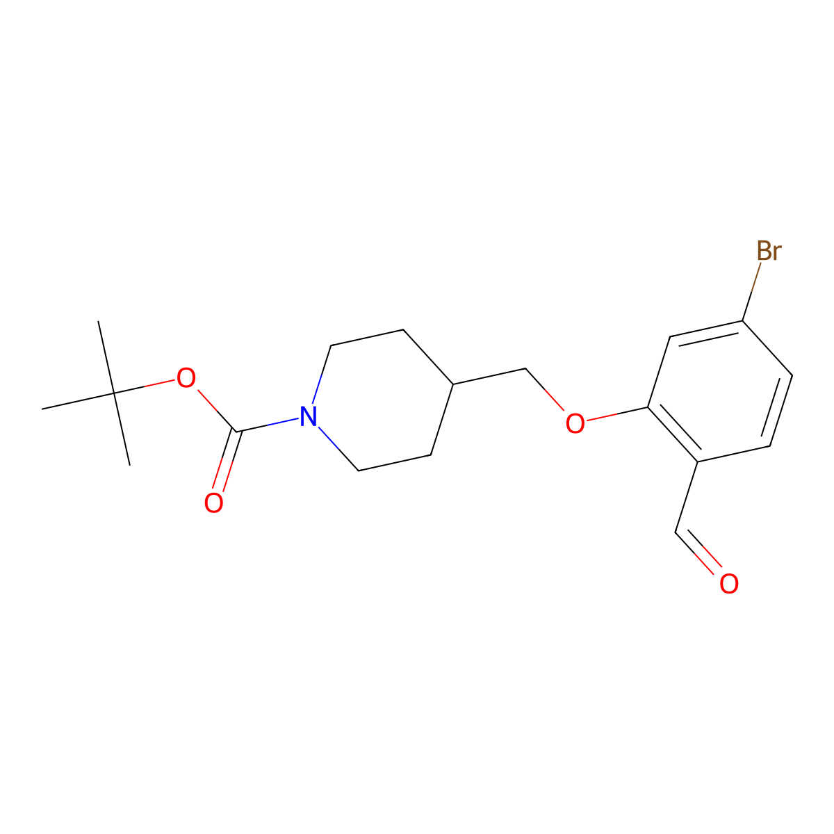 tert-Butyl 4-((5-bromo-2-formylphenoxy)methyl)piperidine-1-carboxylate molecular structure, CAS 2801799-90-4