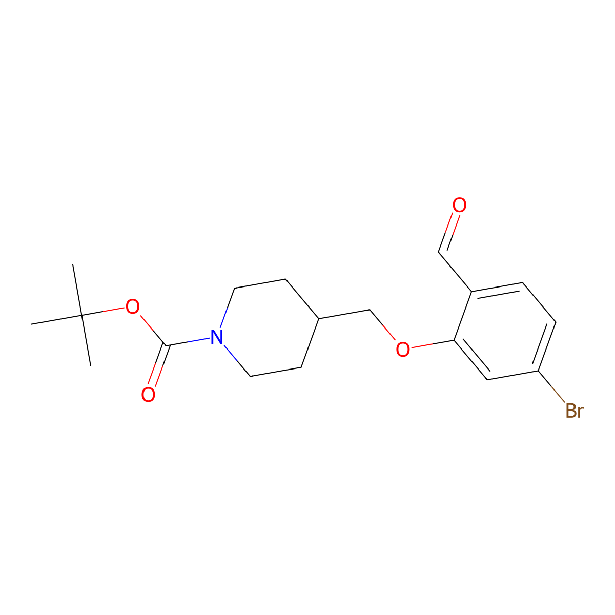 tert-Butyl 4-((5-bromo-2-formylphenoxy)methyl)piperidine-1-carboxylate molecular structure, CAS 2801799-90-4