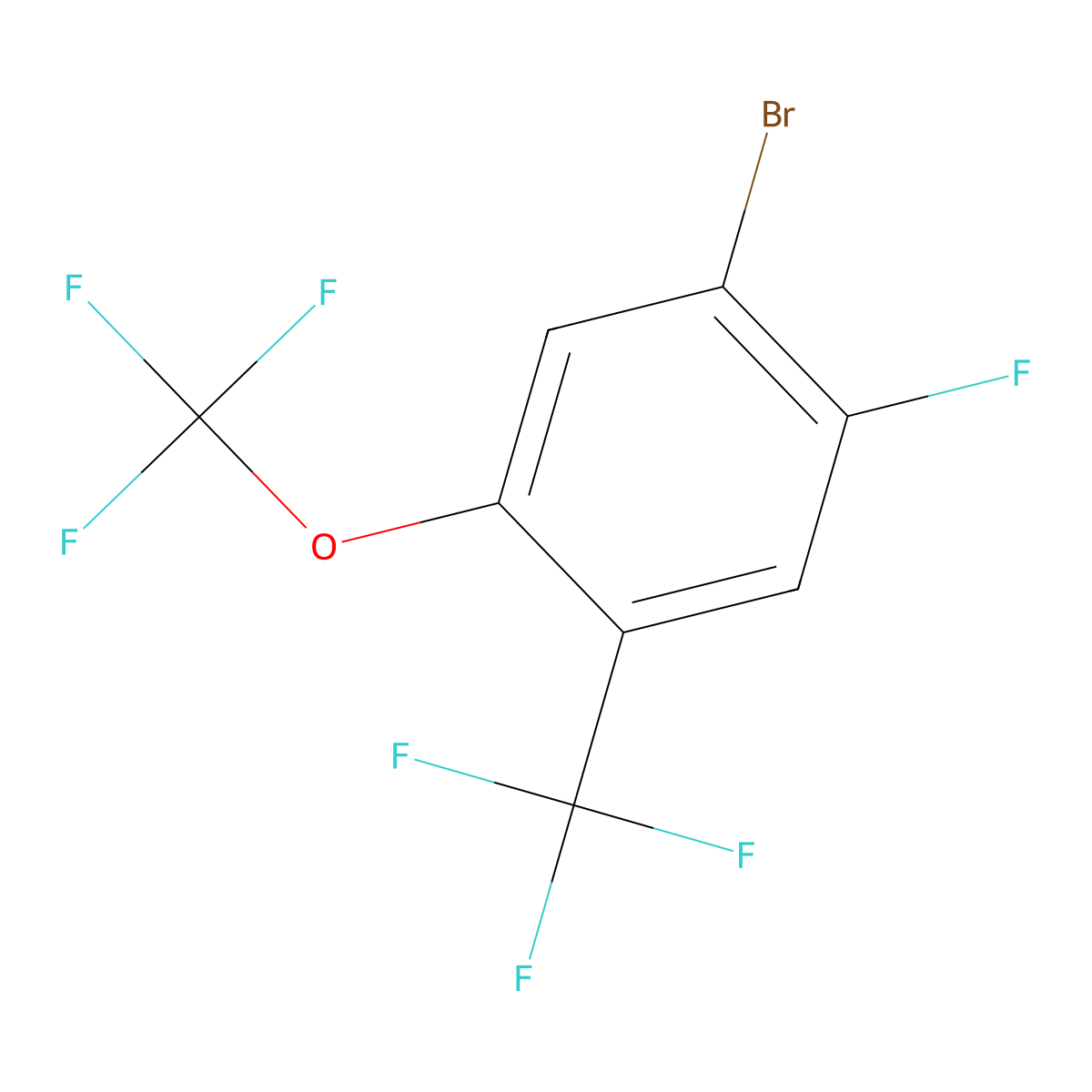 1-Bromo-2-fluoro-5-(trifluoromethoxy)-4-(trifluoromethyl)benZene molecular structure, CAS 2801876-61-7