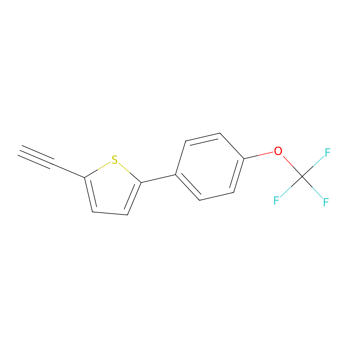 2-Ethynyl-5-[4-(trifluoromethoxy)phenyl]thiophene molecular structure, CAS 2801954-91-4
