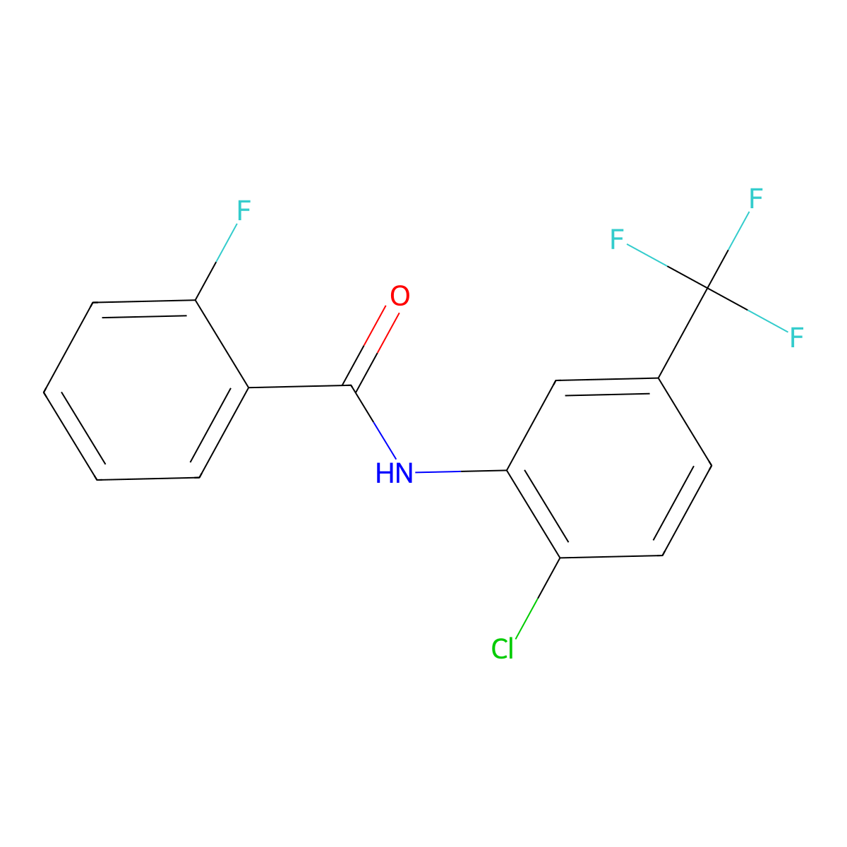 Benzamide, N-(2-chloro-5-(trifluoromethyl)phenyl)-2-fluoro- molecular structure, CAS 2802-85-9