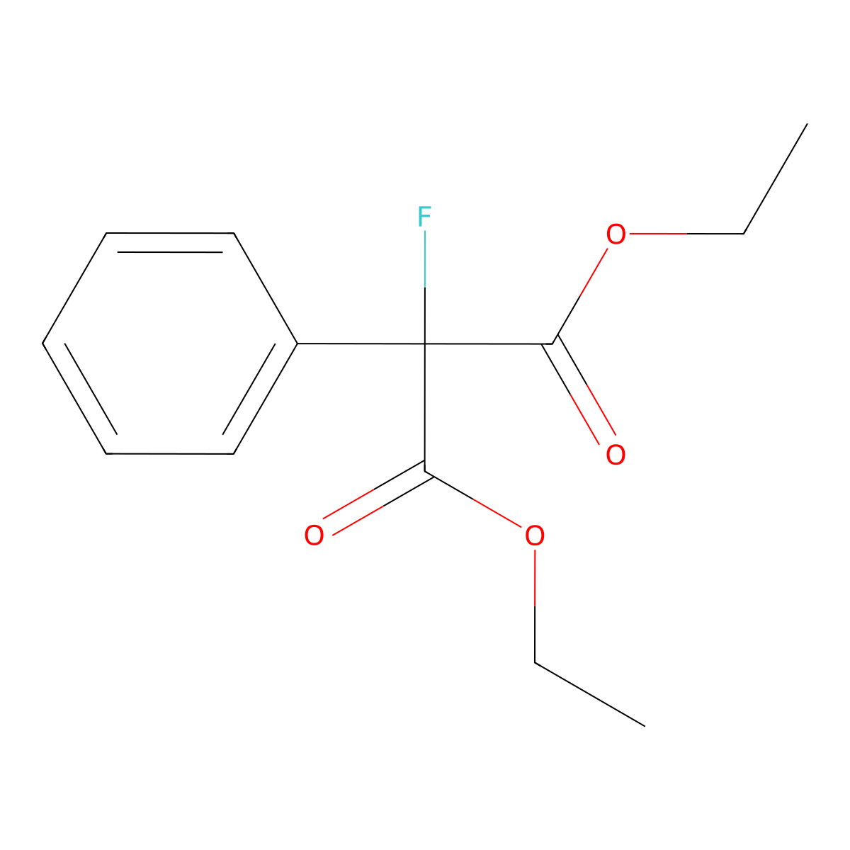 Diethyl 2-fluoro-2-phenylmalonate molecular structure, CAS 2802-98-4
