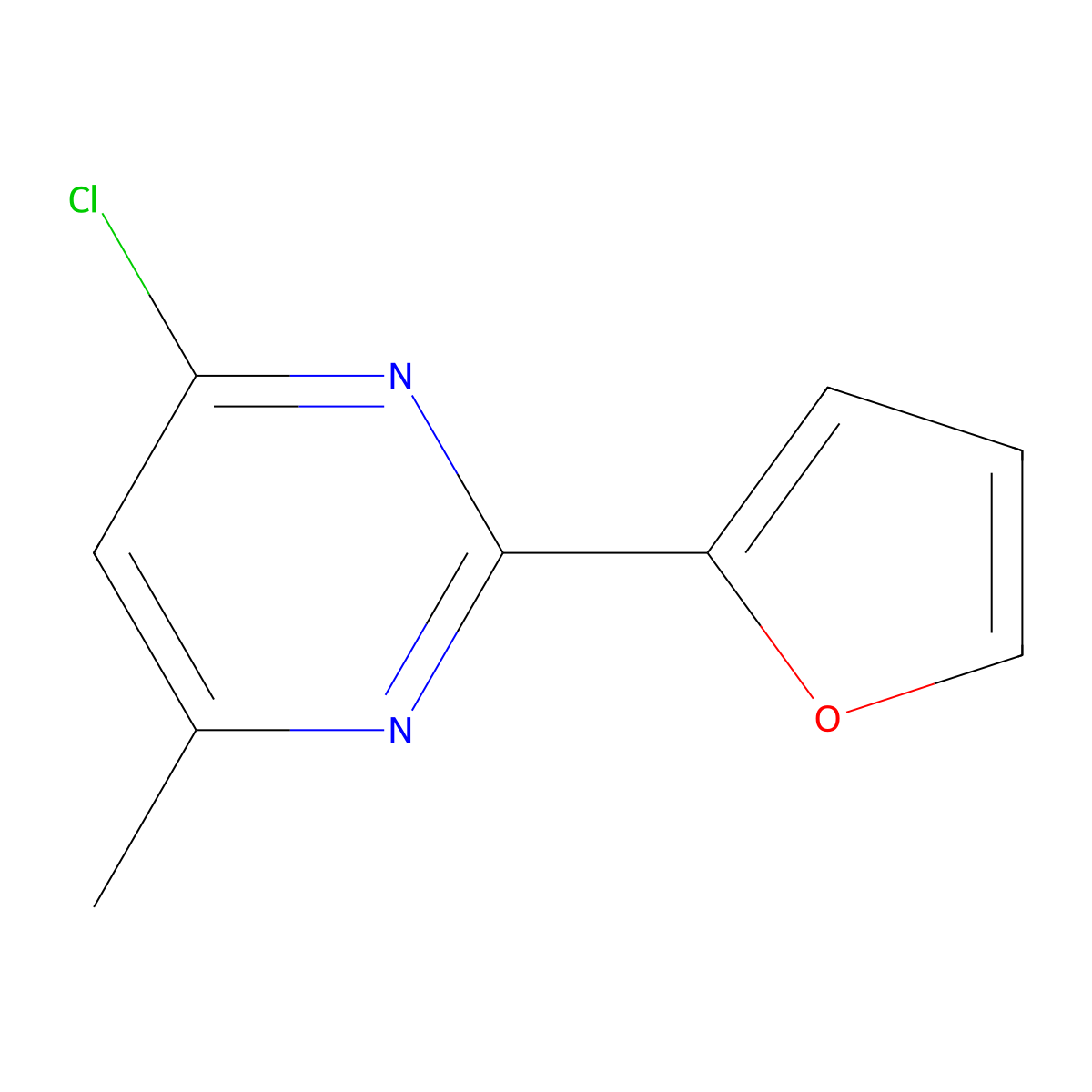 4-Chloro-2-(furan-2-yl)-6-methylpyrimidine molecular structure, CAS 28021-53-6
