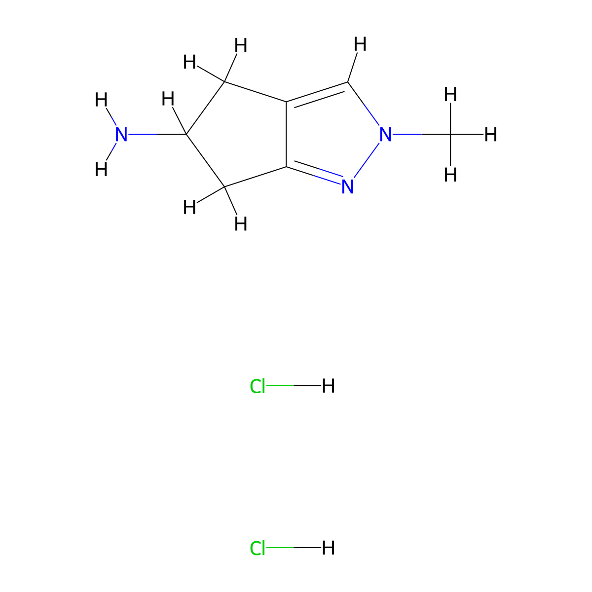 2-Methyl-5,6-dihydro-4H-cyclopenta[C]pyrazol-5-amine dihydrochloride molecular structure, CAS 2802202-55-5